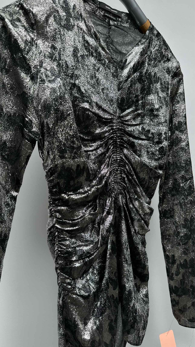 Isabel Marant L/S Floral Glitter Gathered Top