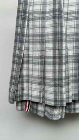 Thom Browne Pleated Asymmetrical Plaid Mini Skirt