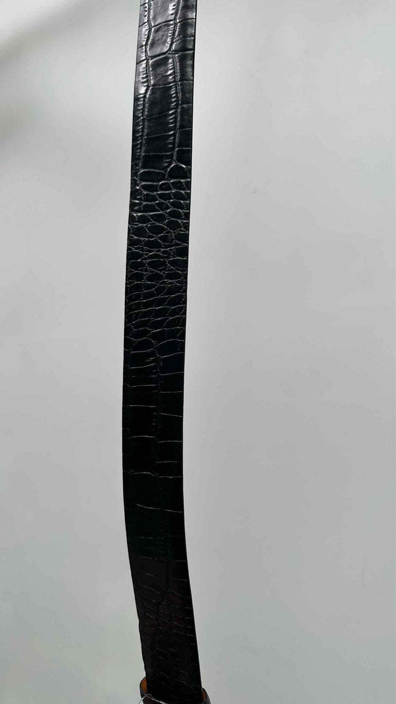 Burberry B-Buckle Croco-Embossed Leather Belt