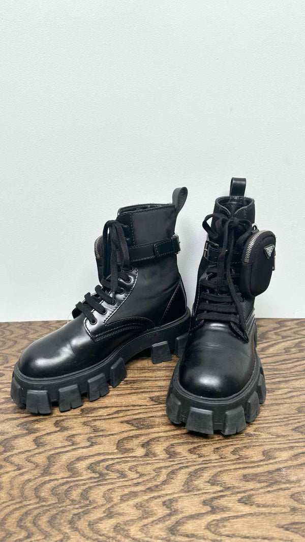 PRADA Monolith Brushed Leather Boots