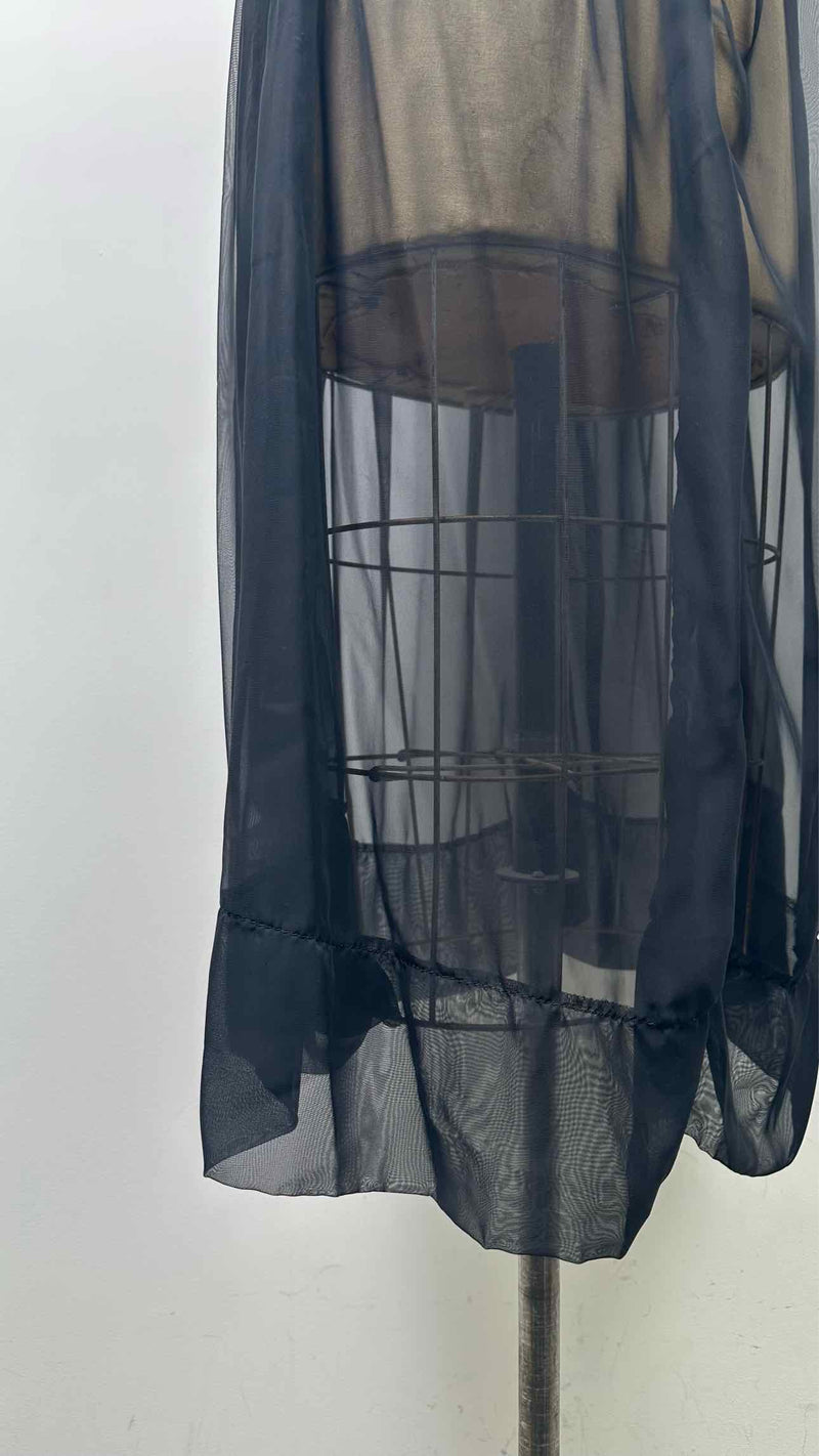 Comme Des Garcons S/S Square-Neck Puff-Sleeve Sheer Belted Dress