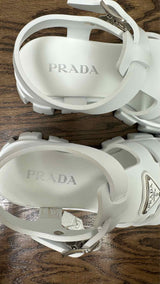 PRADA Soft Cage Blanco Sandals
