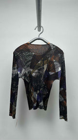 Pleats Please L/S Geometric Printed Pleated Top