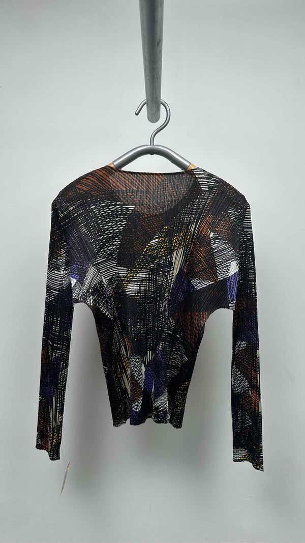 Pleats Please L/S Geometric Printed Pleated Top