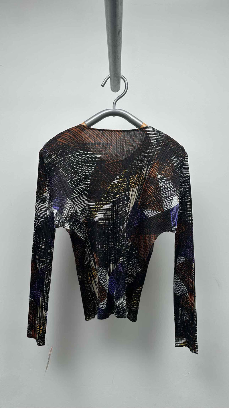 Pleats Please L/S Geometric Printed Pleated Top