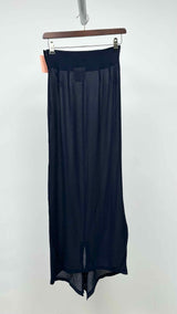 Black Comme Des Garçons Satin Sheer Double Layer Wrap Skirt