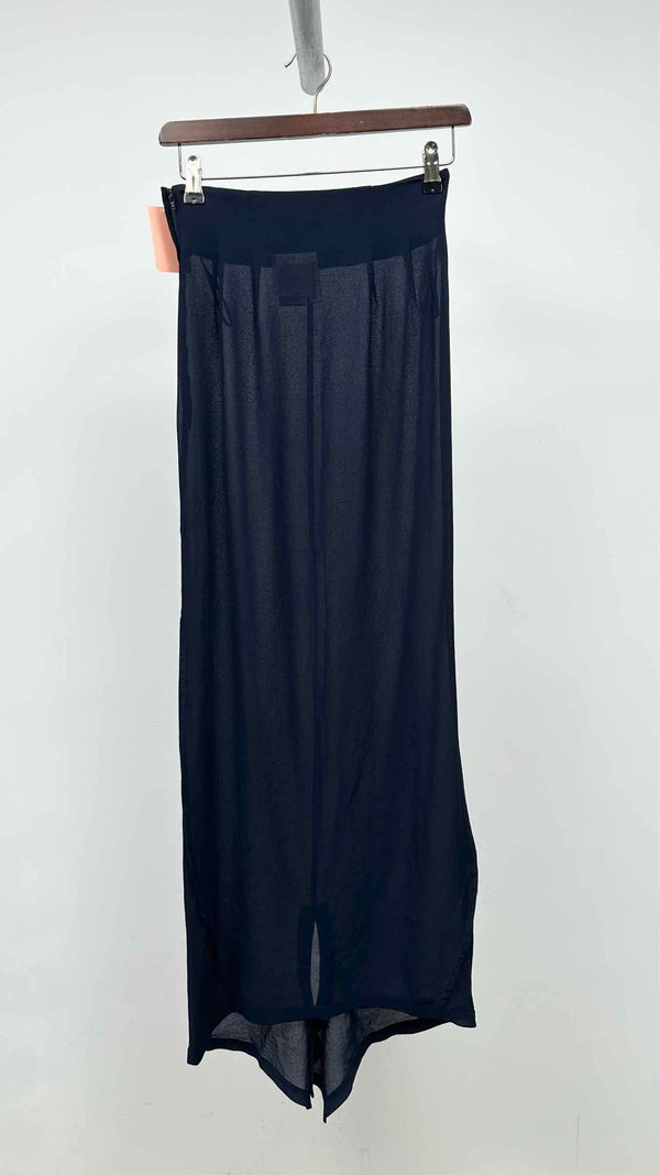 Black Comme Des Garçons Satin Sheer Double Layer Wrap Skirt