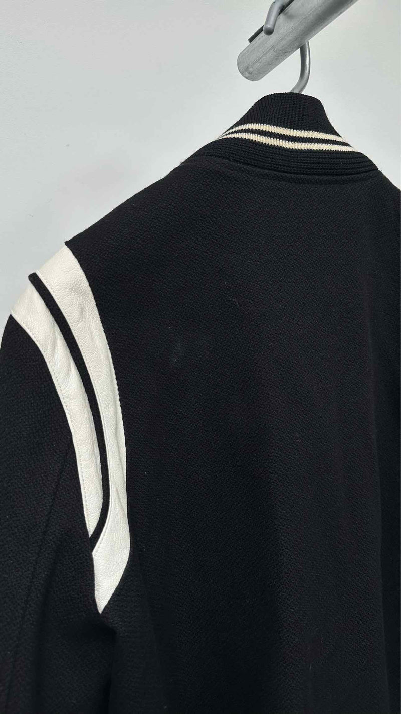 Saint Laurent Leather-trim Teddy Varsity Jacket