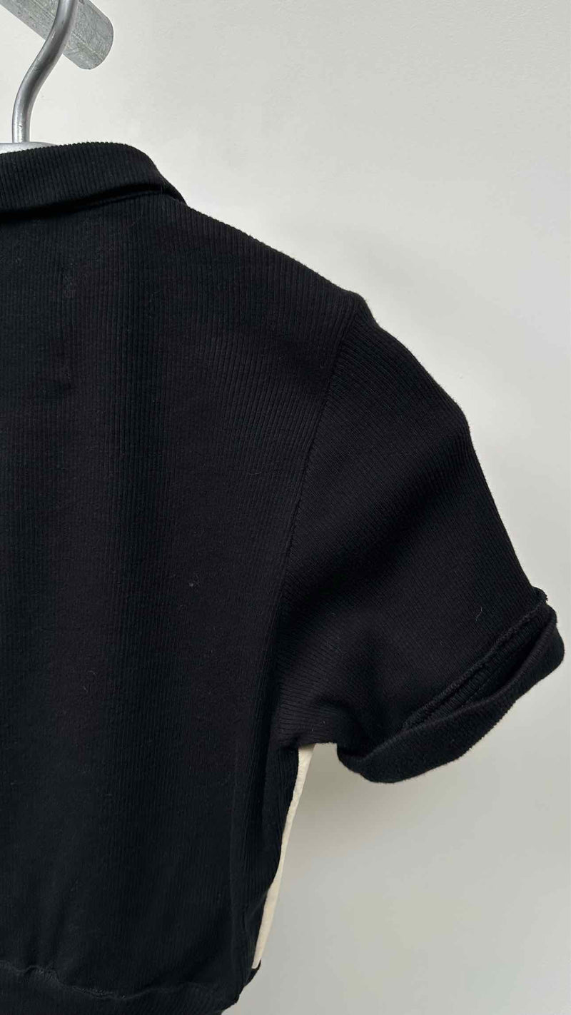 Orseund Iris S/S Front-leather Knit Top