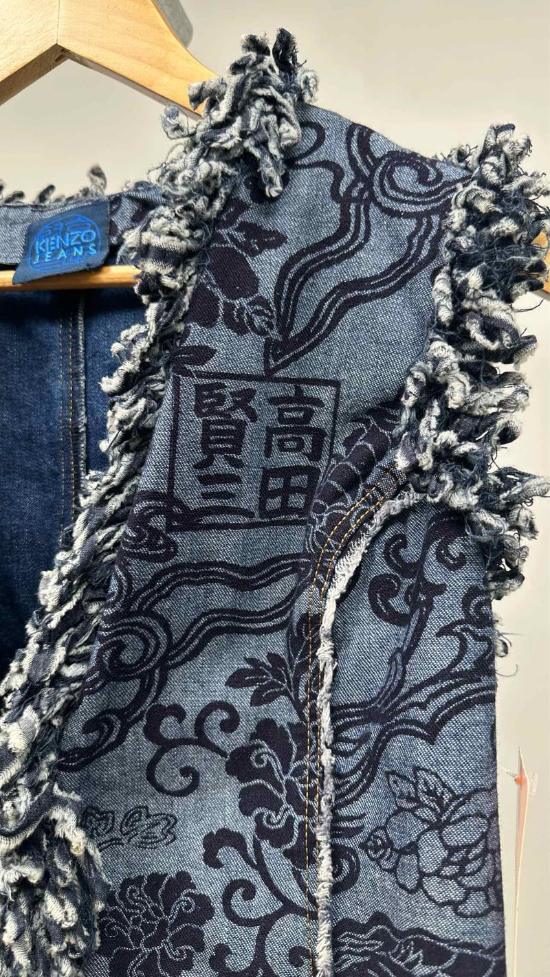 Kenzo Jeans Jacquard Fringed Denim Vest