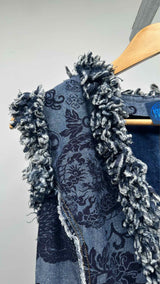 Kenzo Jeans Jacquard Fringed Denim Vest