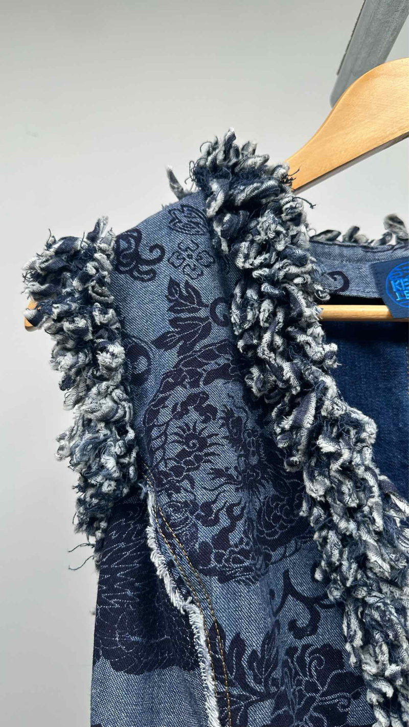 Kenzo Jeans Jacquard Fringed Denim Vest