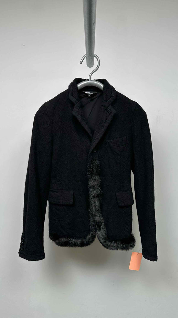 Black Comme Des Garçons Faux-Fur Wool Jacket