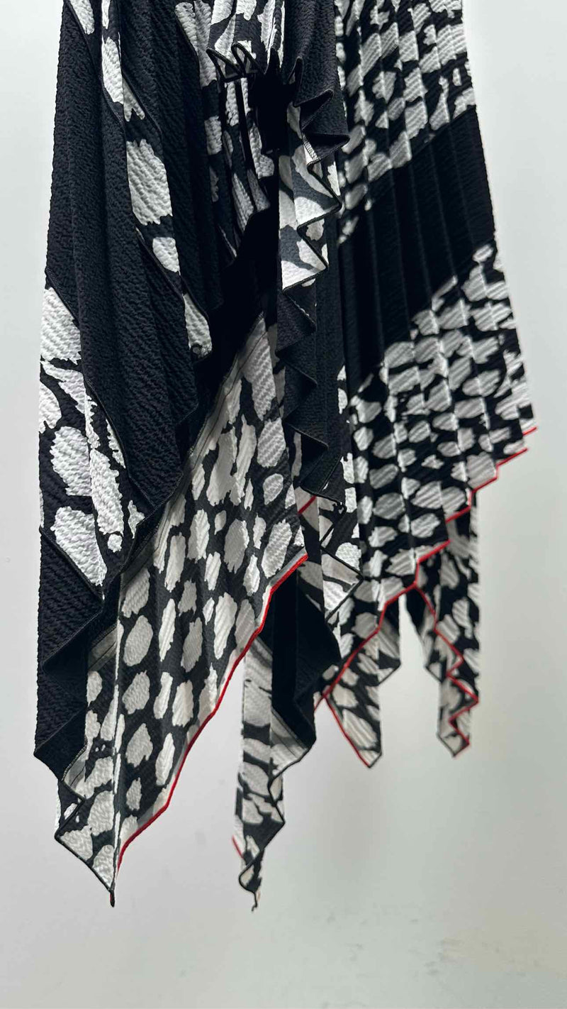 Proenza Schouler Asymmetrical Pleated Printed Long Skirt