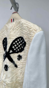 Thom Browne Karakul Letaher Varsity Jacket