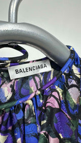 Balenciaga L/S Printed Silk Maxi Dress