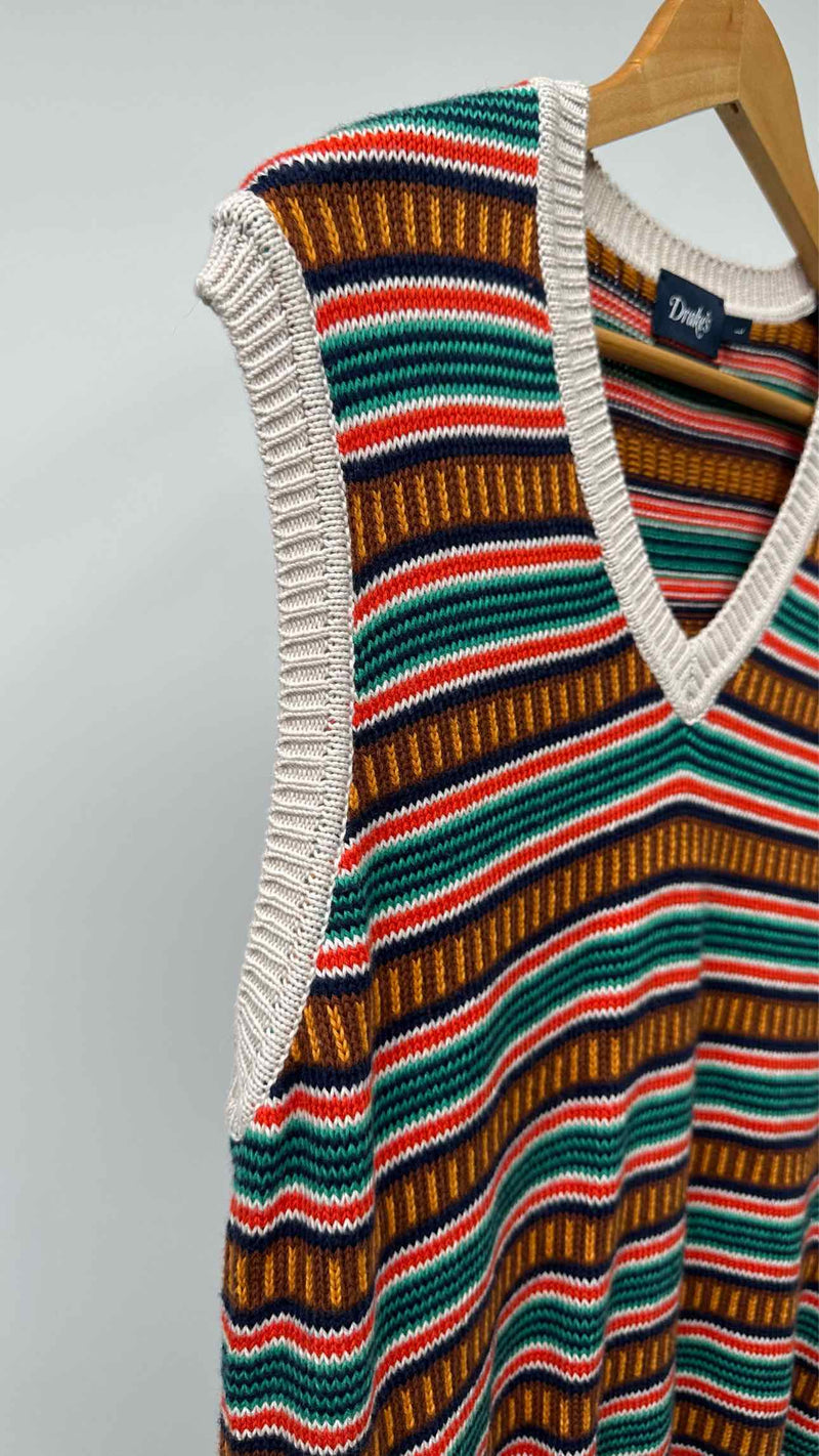 Drake's Stripe V-neck Vest