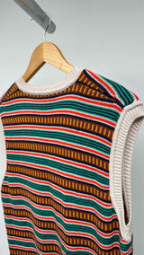 Drake's Stripe V-neck Vest