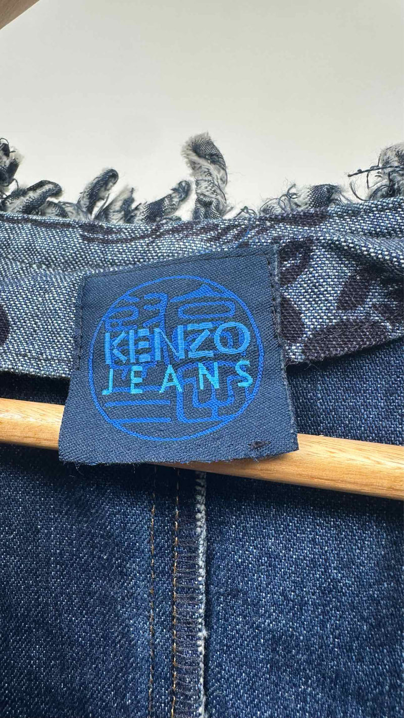 Kenzo Jeans Jacquard Fringed Denim Vest