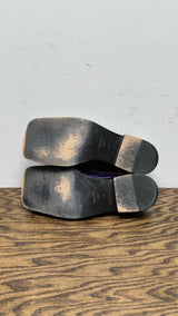 Martin Rose Embossed-leather Square-toe Mules