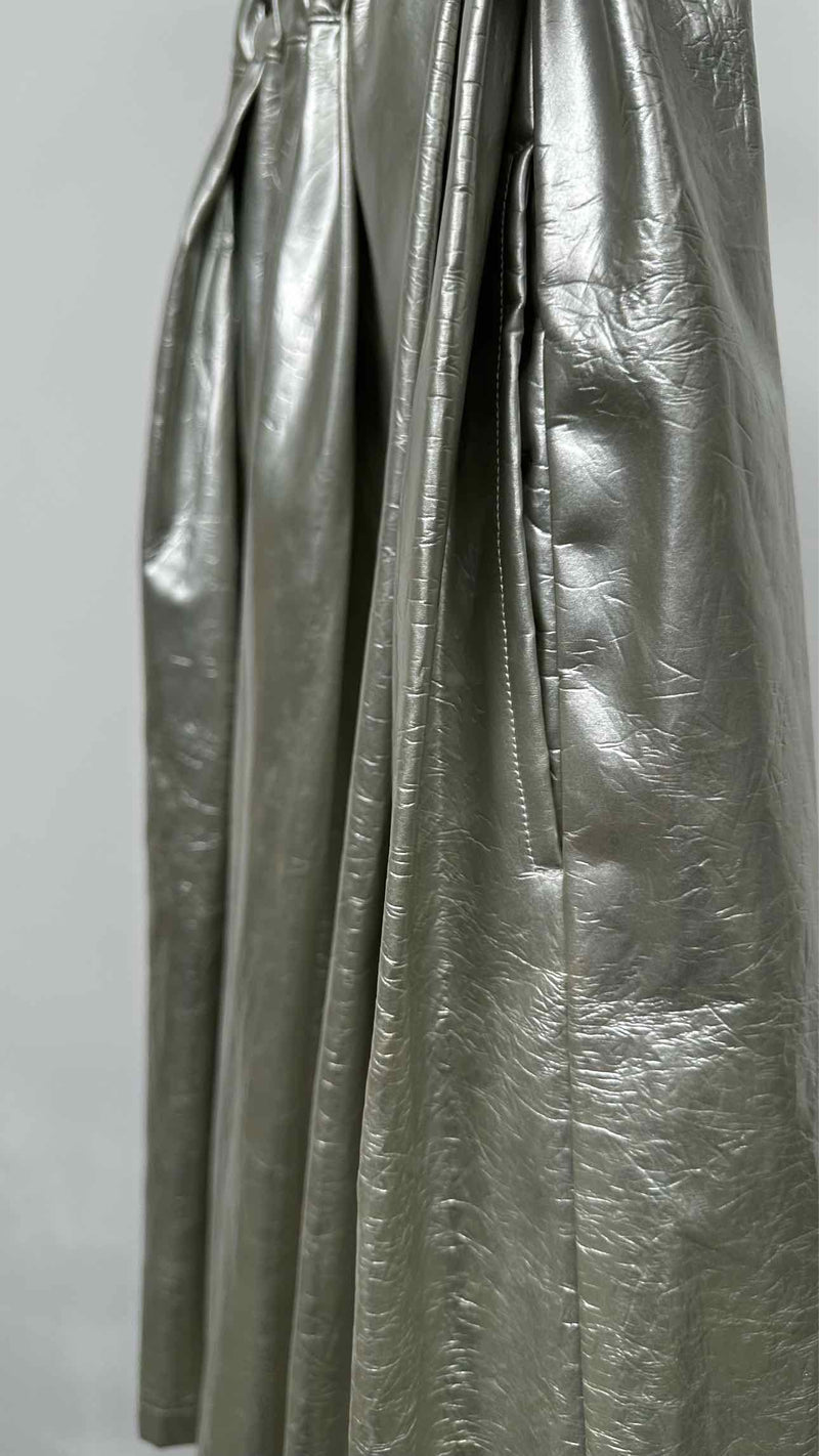 Comme Des Garcons Faux-Leather Pleated Wide Skirt