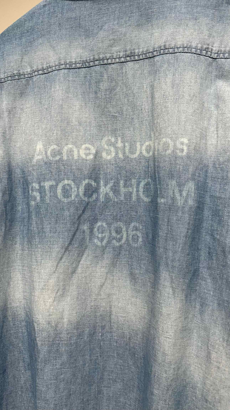 Acne Studios Back Logo Stamp Denim Linen Shirt