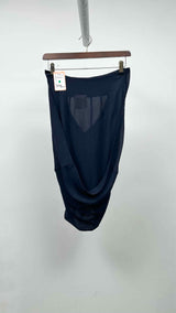 Black Comme Des Garçons Satin Sheer Double Layer Wrap Skirt