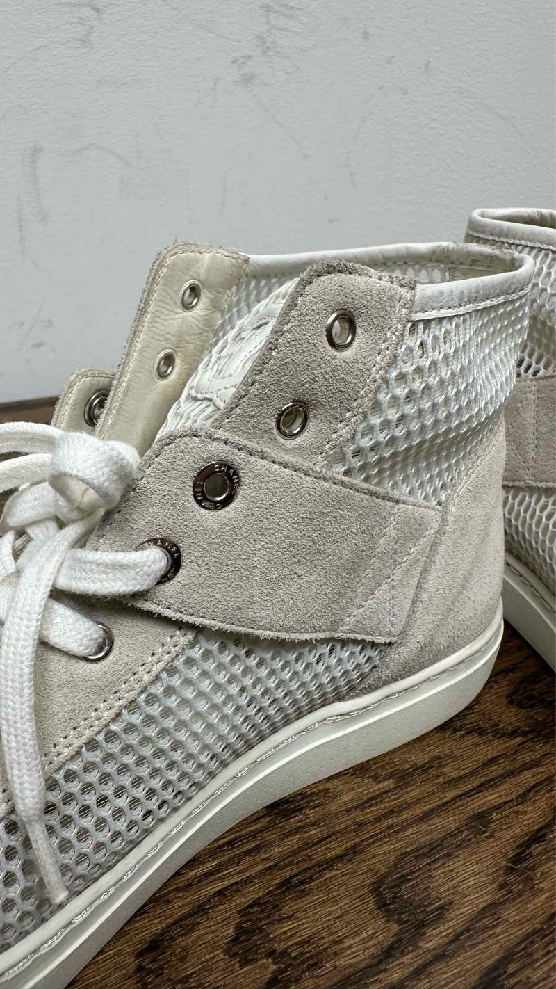 Chanel CC Logo Suede Mesh High-Top Sneakers