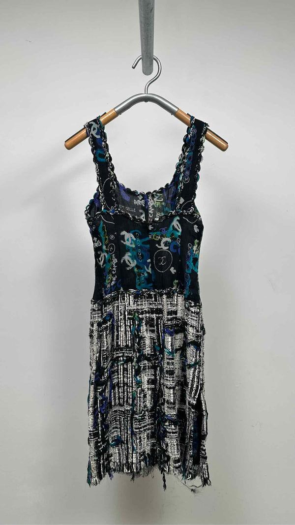Chanel N/S Graffiti-mesh Tweed Hybrid Dress