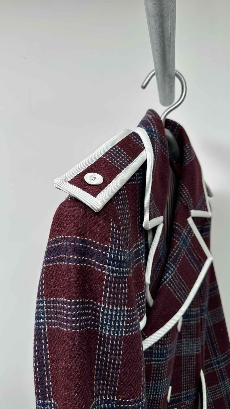 Thom Browne Double-Breats Plaid Trech Coat