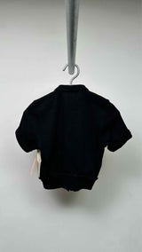 Orseund Iris S/S Front-leather Knit Top