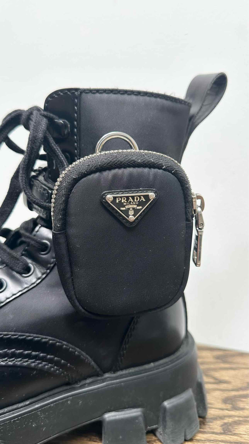 PRADA Monolith Brushed Leather Boots