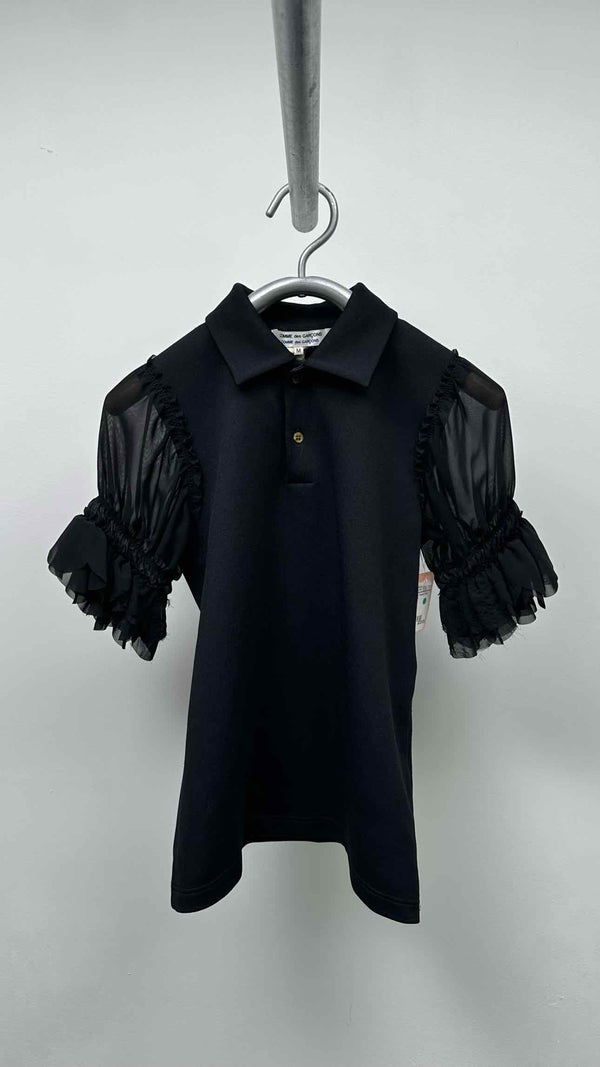 Comme Des Garcons Comme Des Garcons Puff-Mesh-Sleeve Polo Shirt