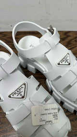PRADA Soft Cage Blanco Sandals
