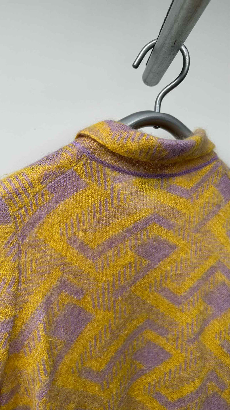 PRADA Geometric Mohair Oversized Knit Polo Sweater