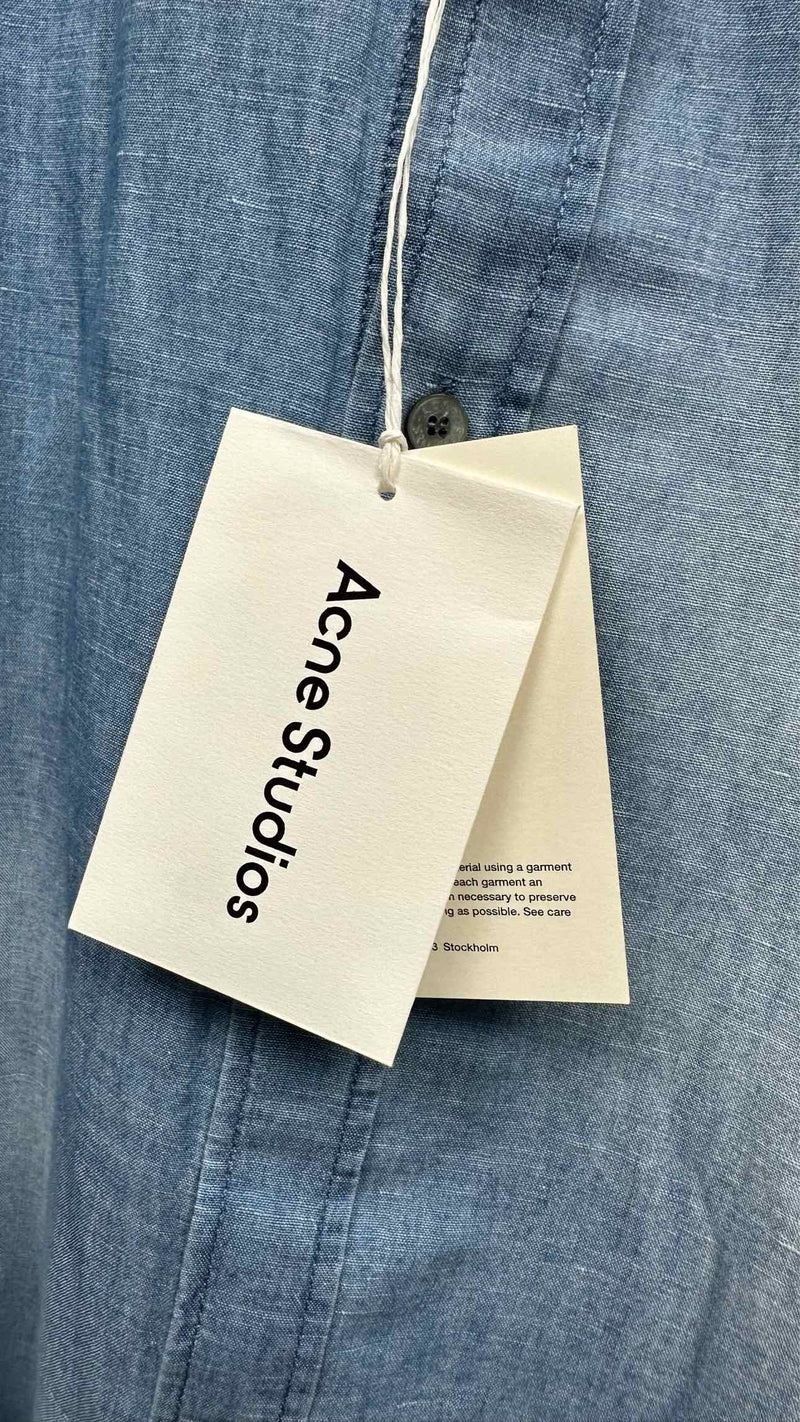 Acne Studios Back Logo Stamp Denim Linen Shirt