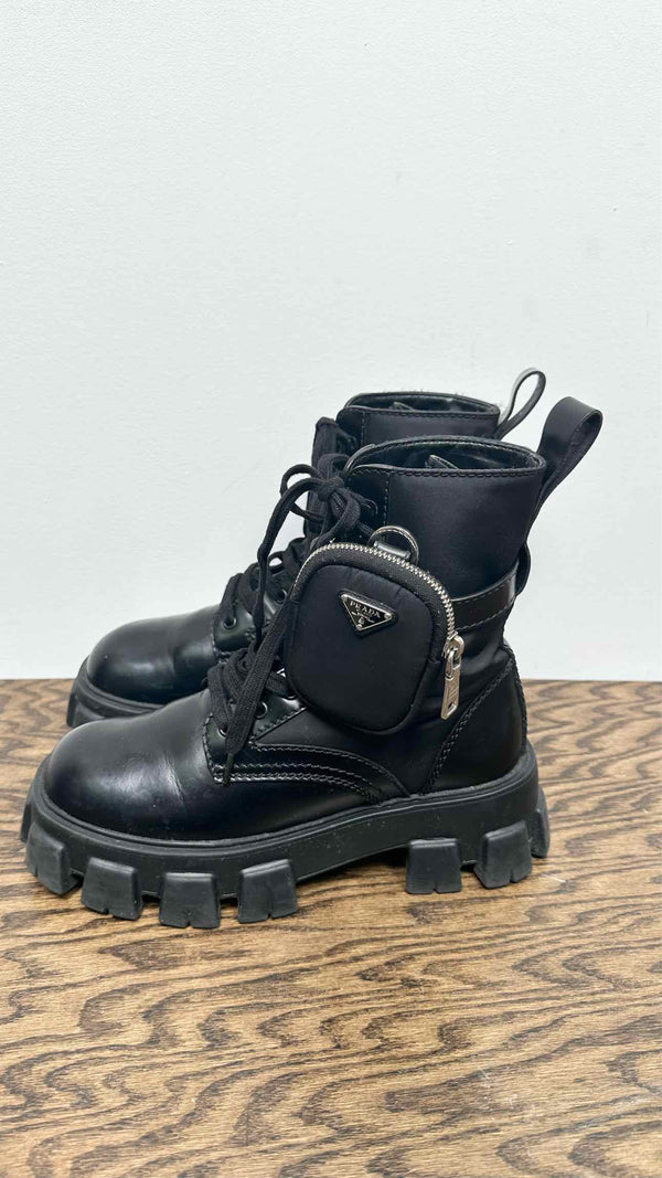 PRADA Monolith Brushed Leather Boots