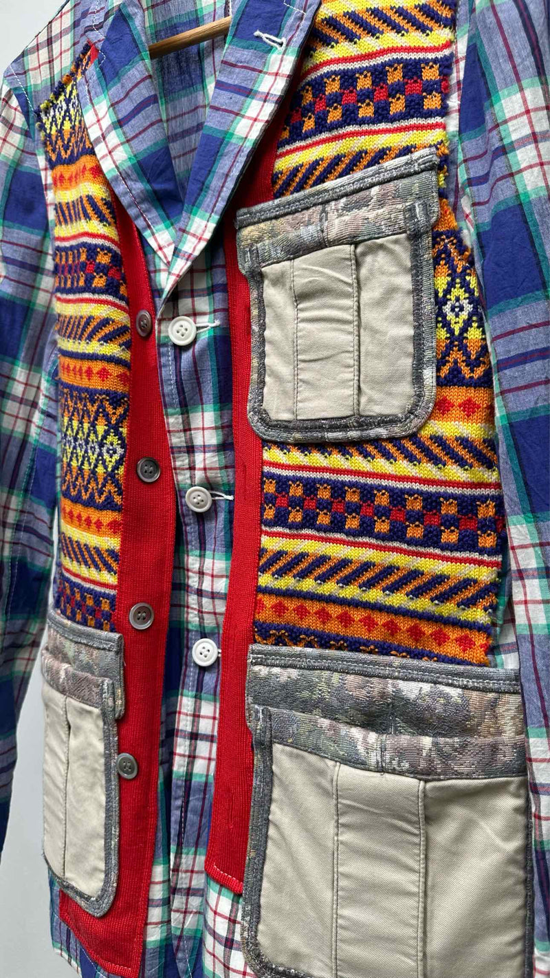 Comme Des Garcons Homme Plus Plaid Knit-patchwork Jacket