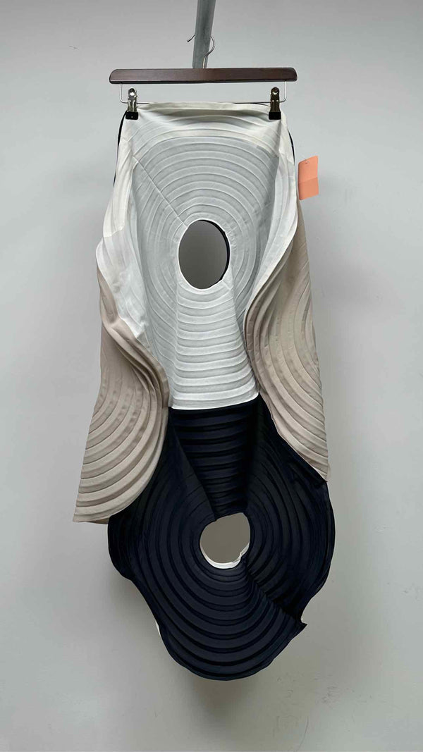 Issey Miyake Link Rings Tricolor Pleats Long Skirt