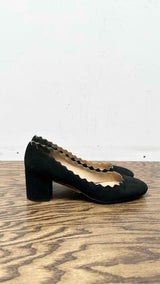 ChloÃ© Scalloped Trim Suede Pumps