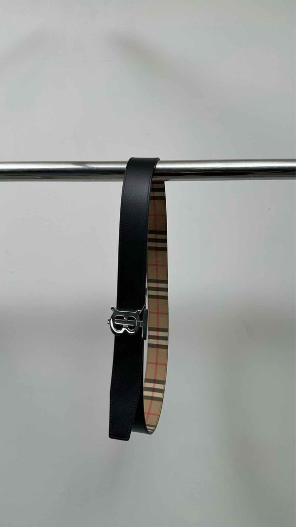 Burberry Reversible Plaid Leather Belt