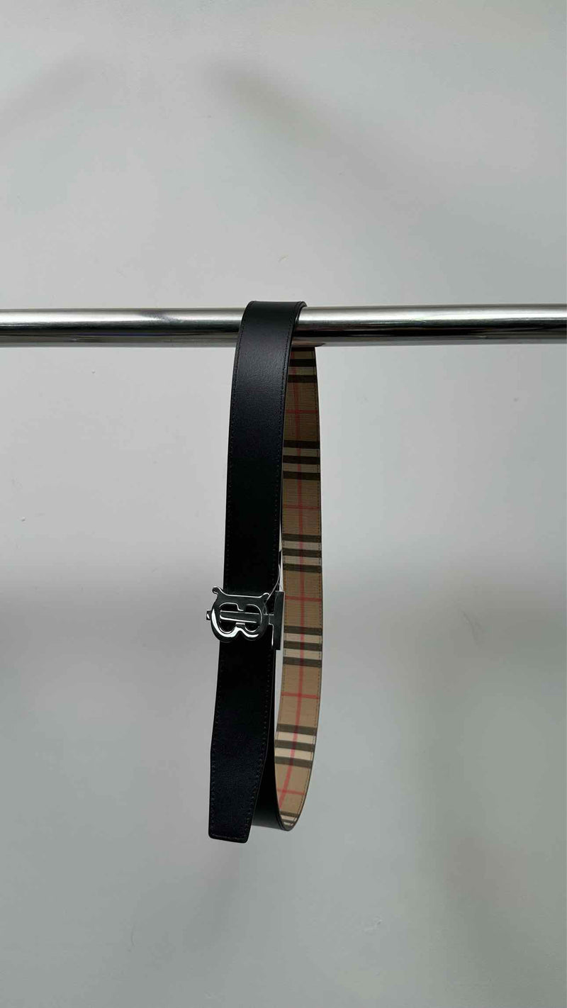 Burberry Reversible Plaid Leather Belt