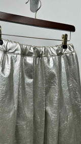 Comme Des Garcons Faux-Leather Pleated Wide Skirt