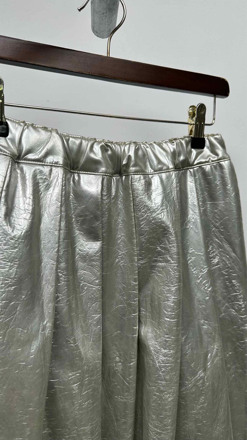 Comme Des Garcons Faux-Leather Pleated Wide Skirt