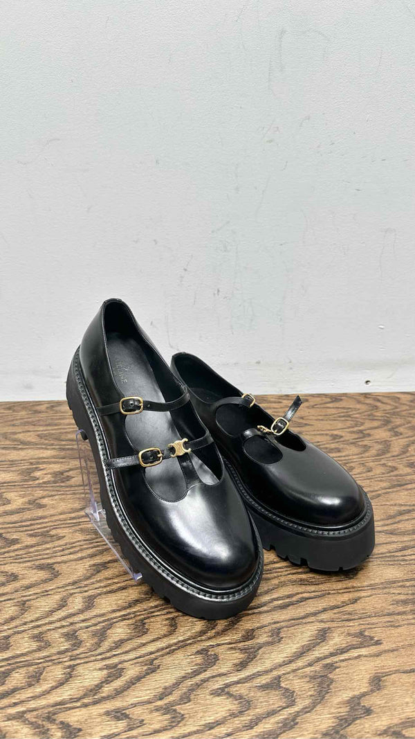 CELINE Triomphe Patent Leather Flats