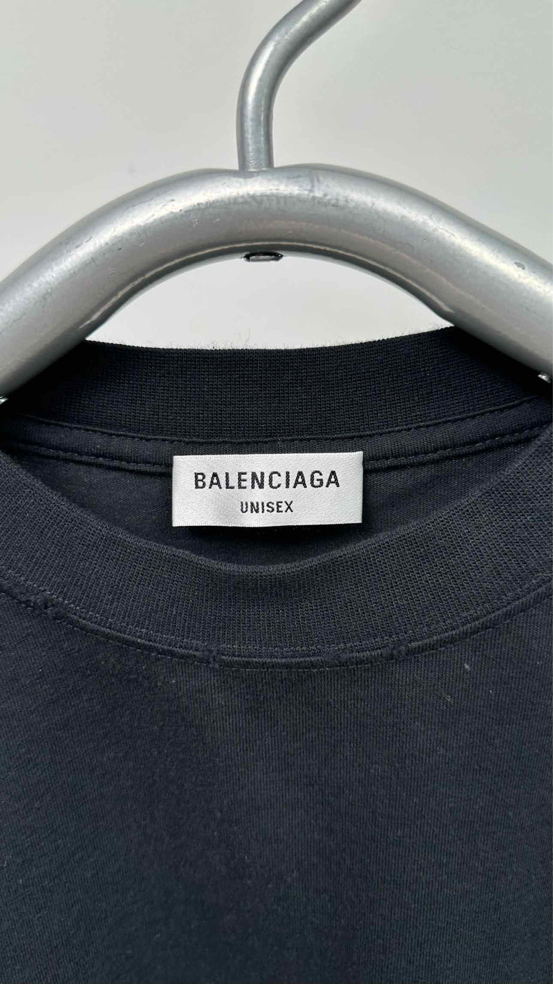 Balenciaga Brush Script Logo DistressedT-shirt