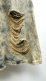 Vaquera Distressed Maxi Denim Skirt