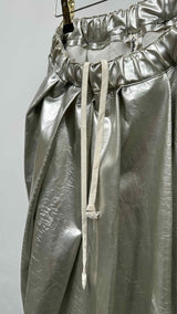 Comme Des Garcons Faux-Leather Pleated Wide Skirt