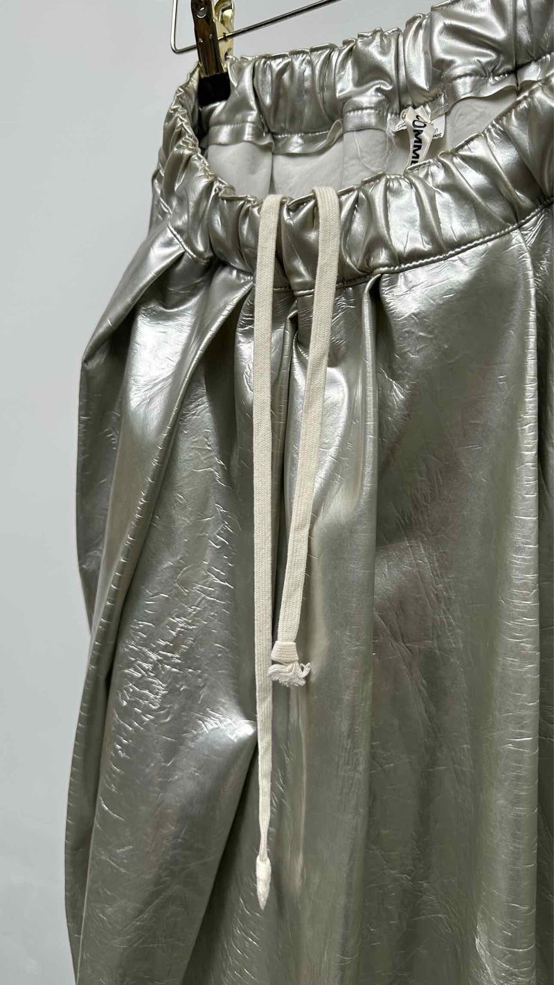 Comme Des Garcons Faux-Leather Pleated Wide Skirt