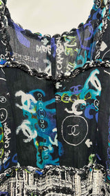 Chanel N/S Graffiti-mesh Tweed Hybrid Dress